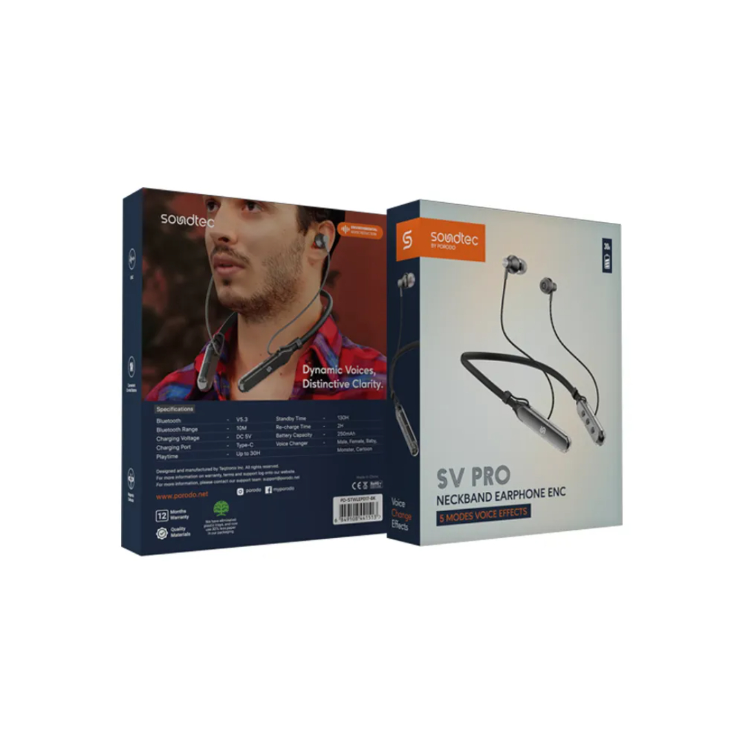 هندزفری گردنی بولوتوثی برند Porodo مدل PD-STWLEP017-BK