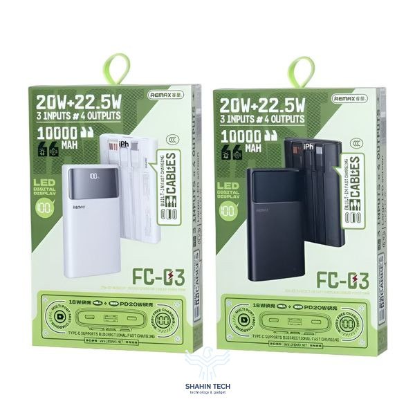 پاور بانک فست شارژ 10000 میلی آمپر از برند REMAX مدل FC-03