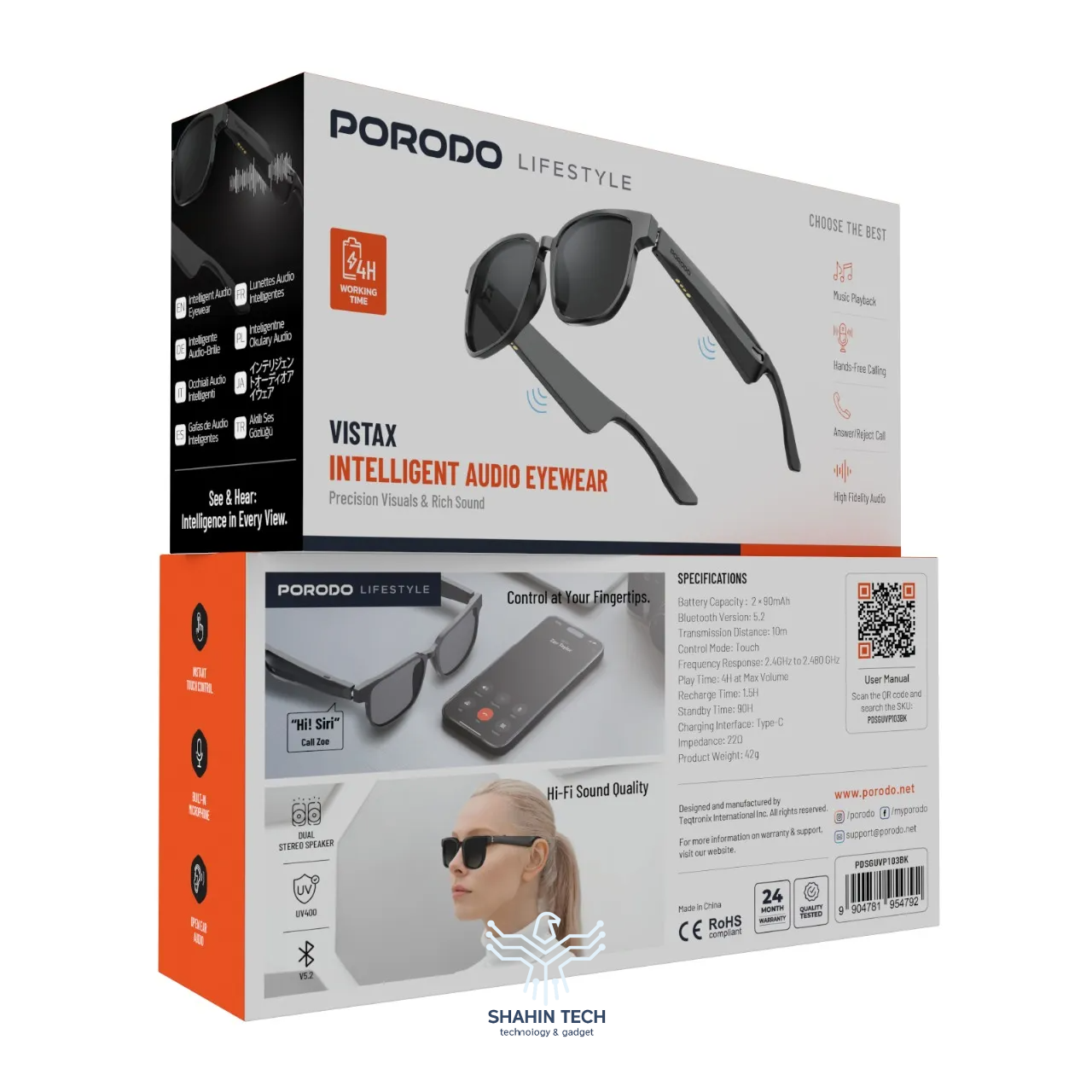 عینک هوشمند از برند porodo مدلVistax