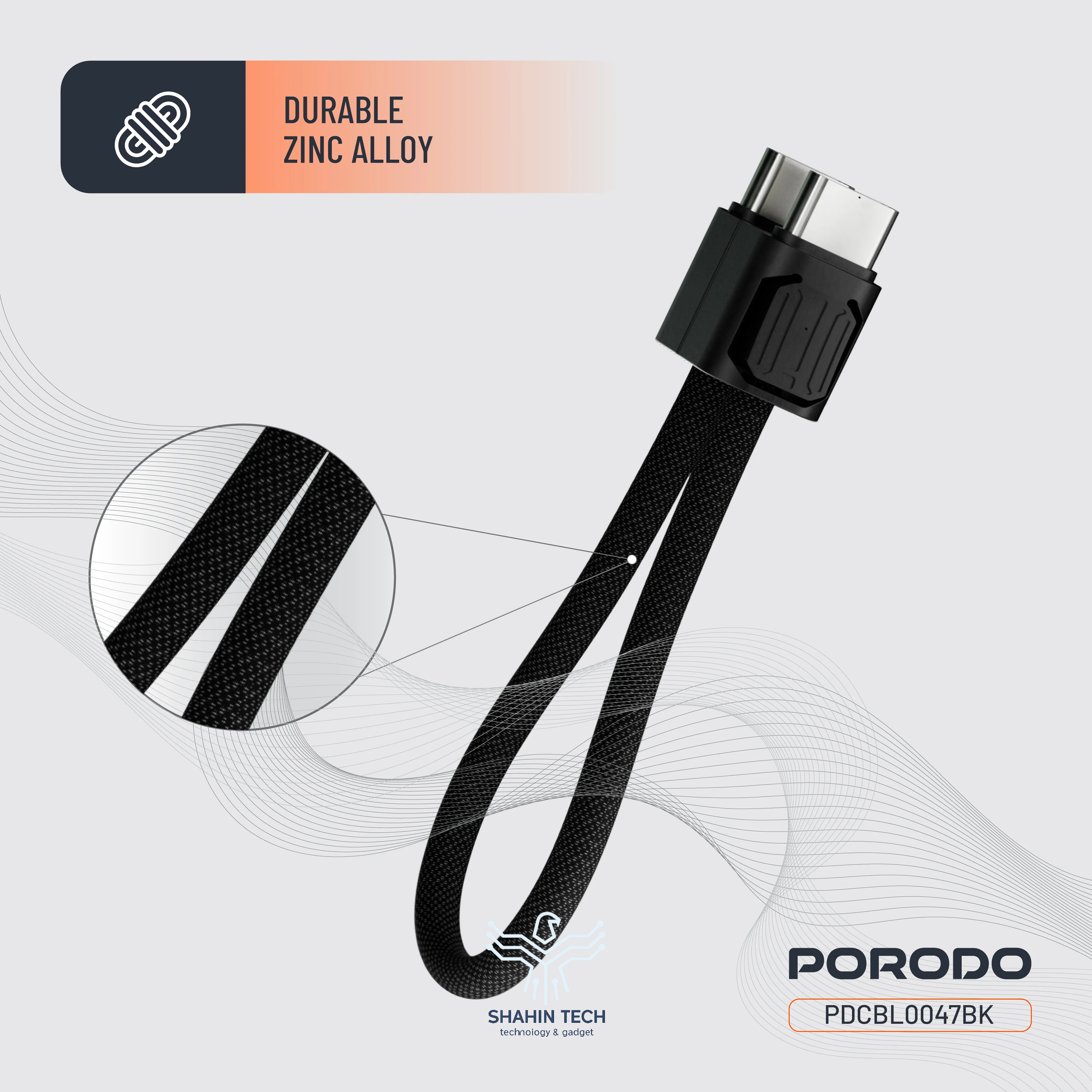 کابل USB-C به USB-C پرودو مدل جا کلیدی | کوچک، مقاوم