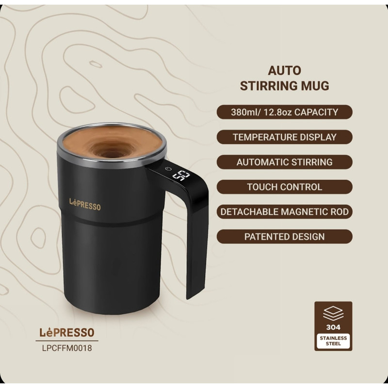 ماگ همزن مغناطیسی لپرسو Lepresso Stirmagic Auto Stirring Mug مدل LPCFFM0018