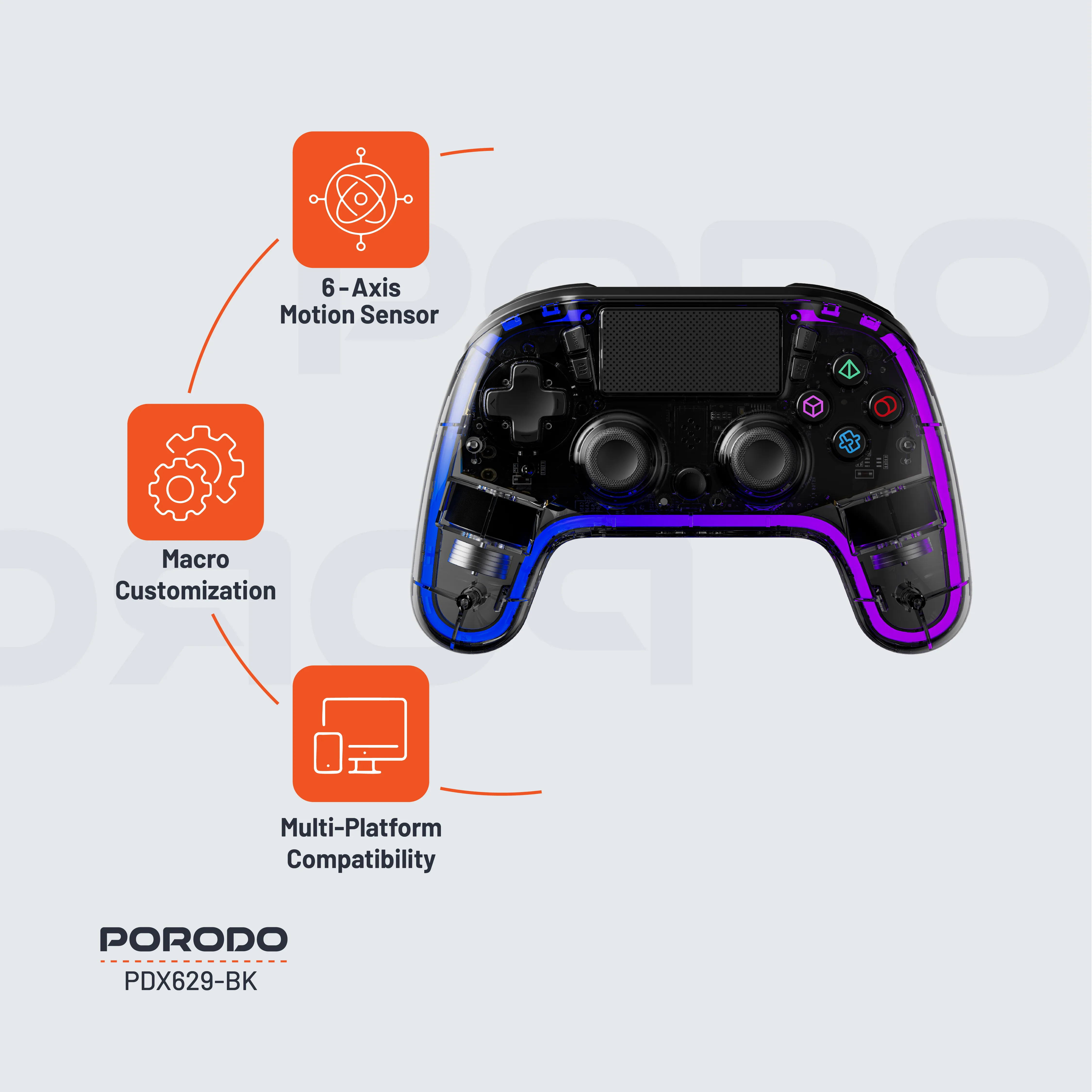 دسته بازی پرودو مدل PDX629 بی سیم قابل استفاده برای (ps4,pc,ps3,اندروید و ios)