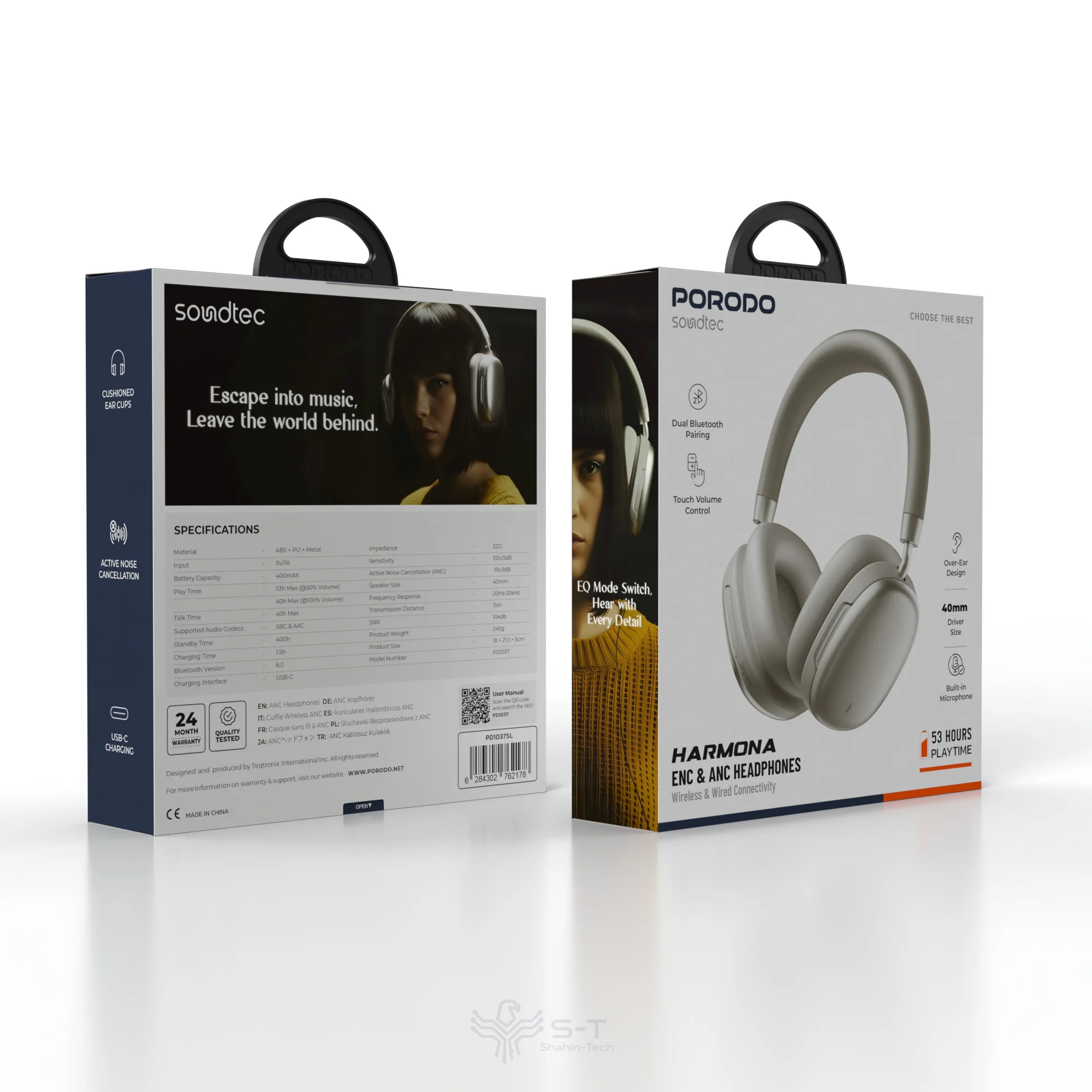 هدفون‌Porodo Soundtec Harmona ENC & ANC