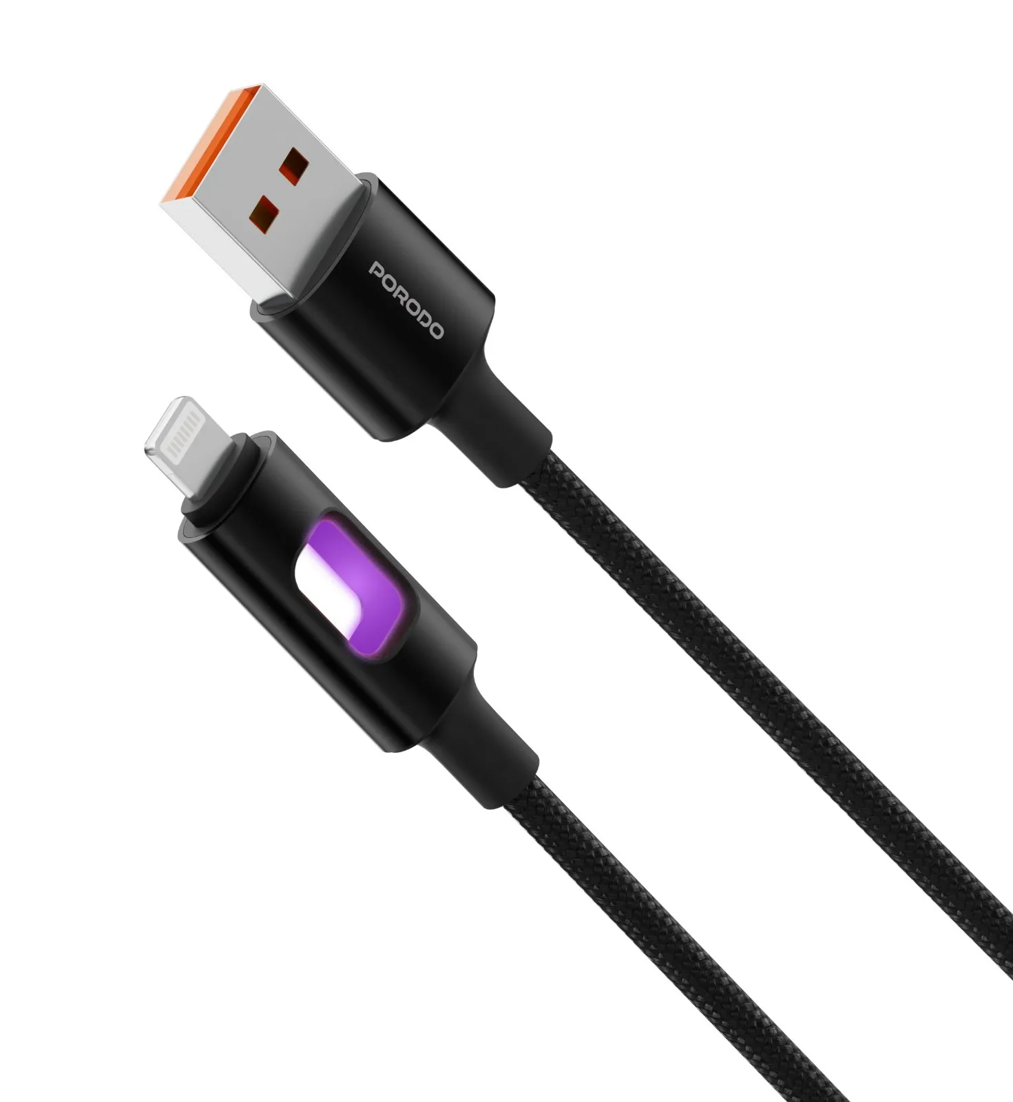 کابل شارژ و انتقال داده Porodo LED بافته شده (ایفونی)