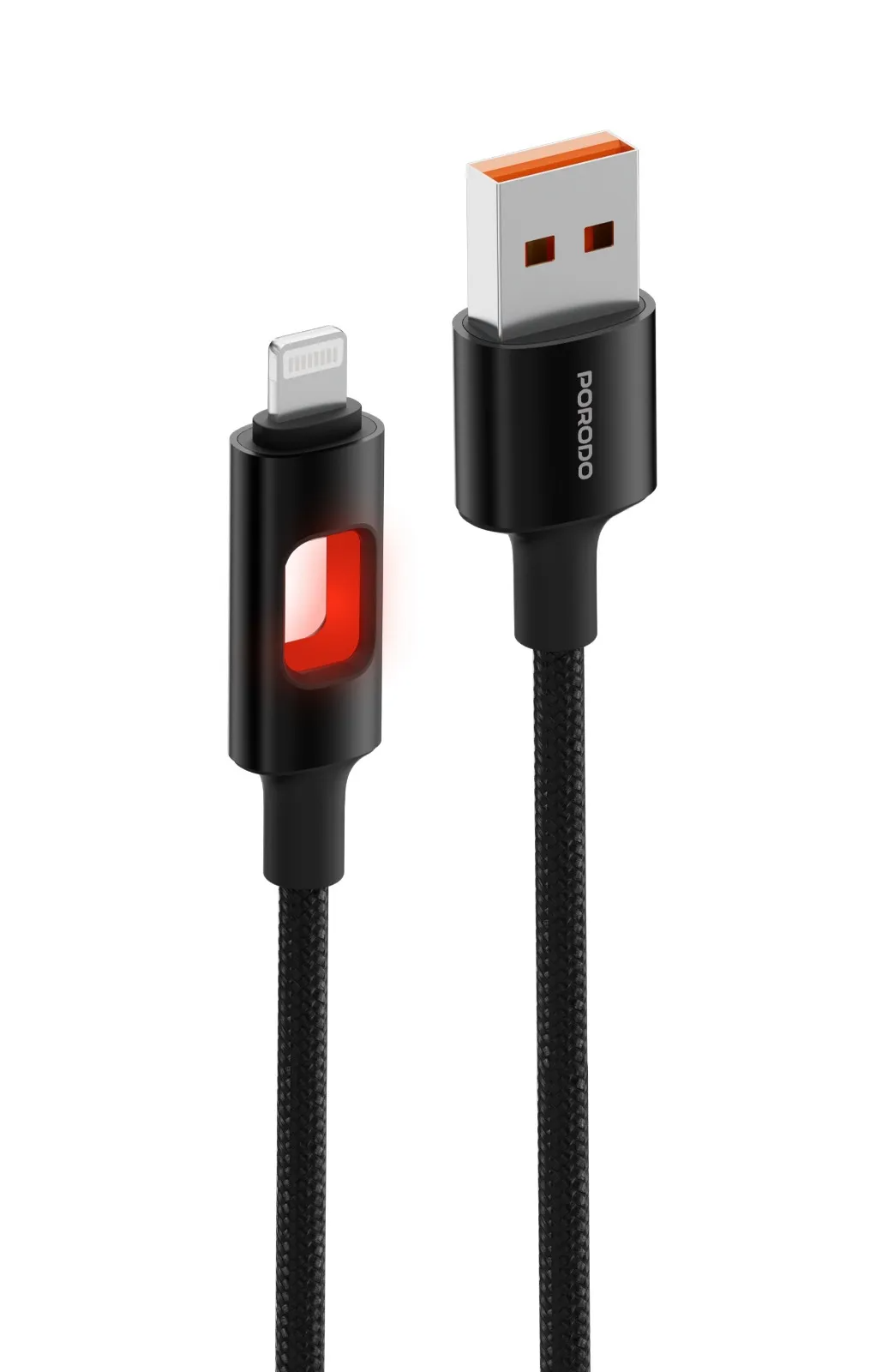 کابل شارژ و انتقال داده Porodo LED بافته شده (ایفونی)