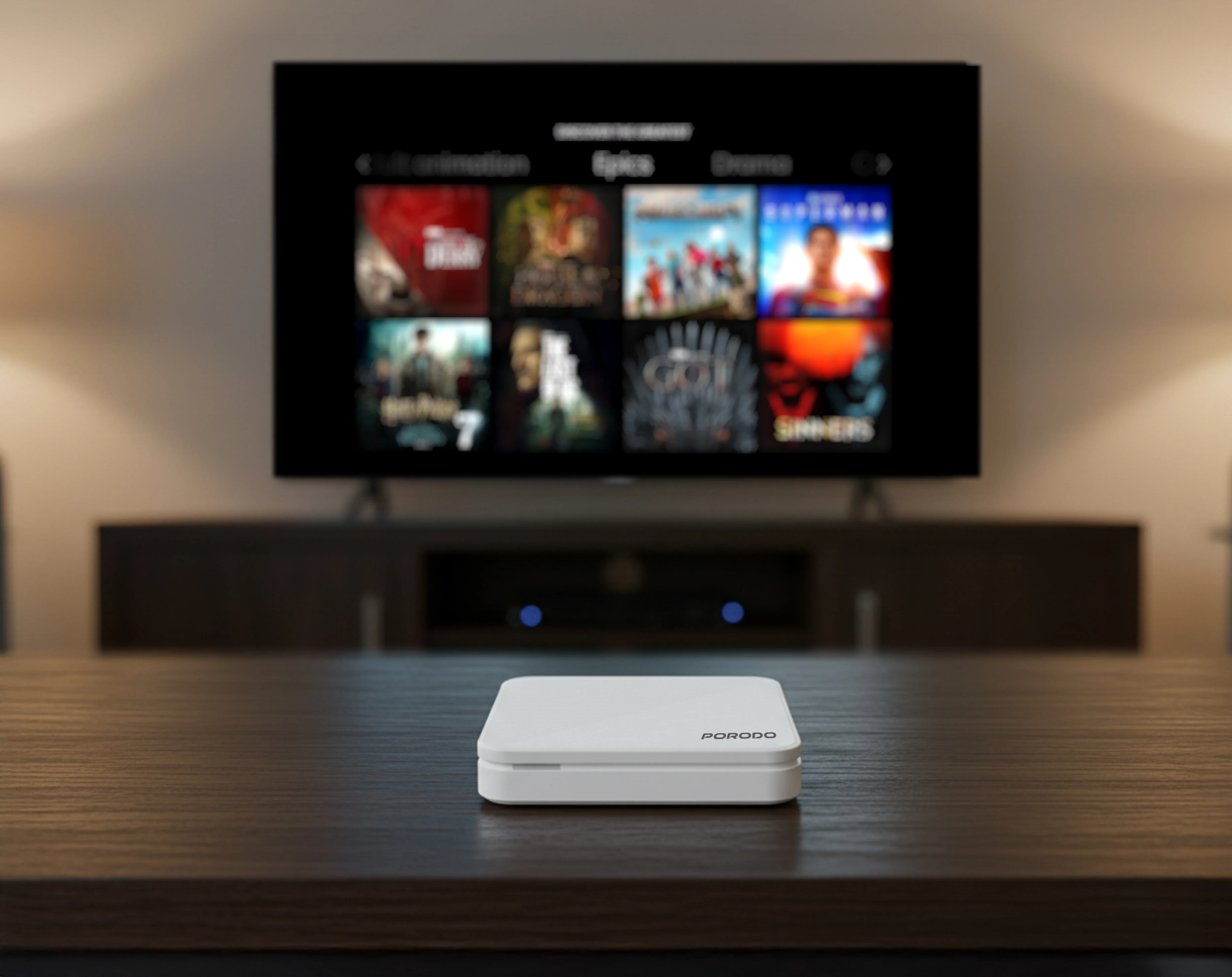 تی‌وی‌باکس اندروید Porodo Echobox با قابلیت پخش 4K Ultra HD - سفید